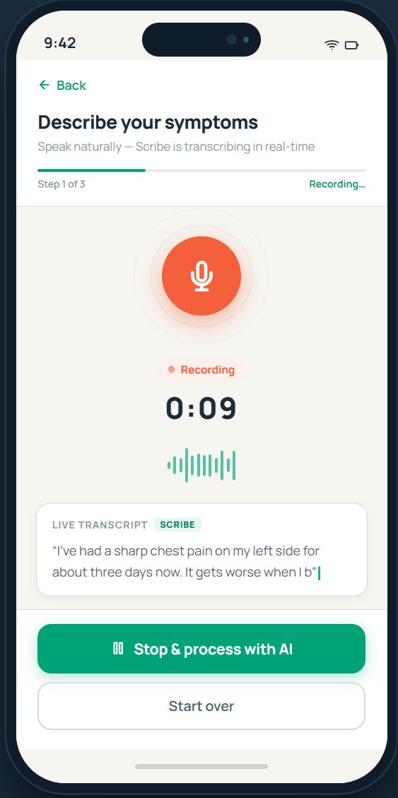 Recording with a live transcript