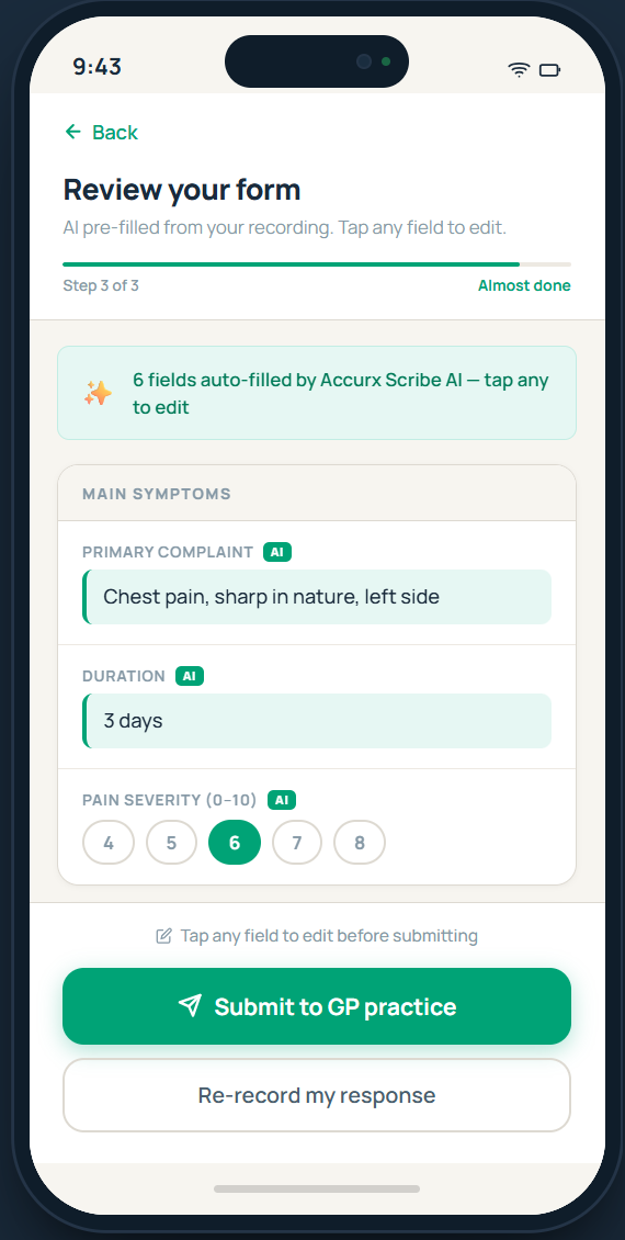 Review your form with six pre-filled fields