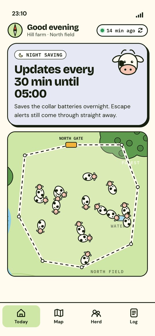 Night saving: updates every 30 minutes until 05:00, escape alerts still instant