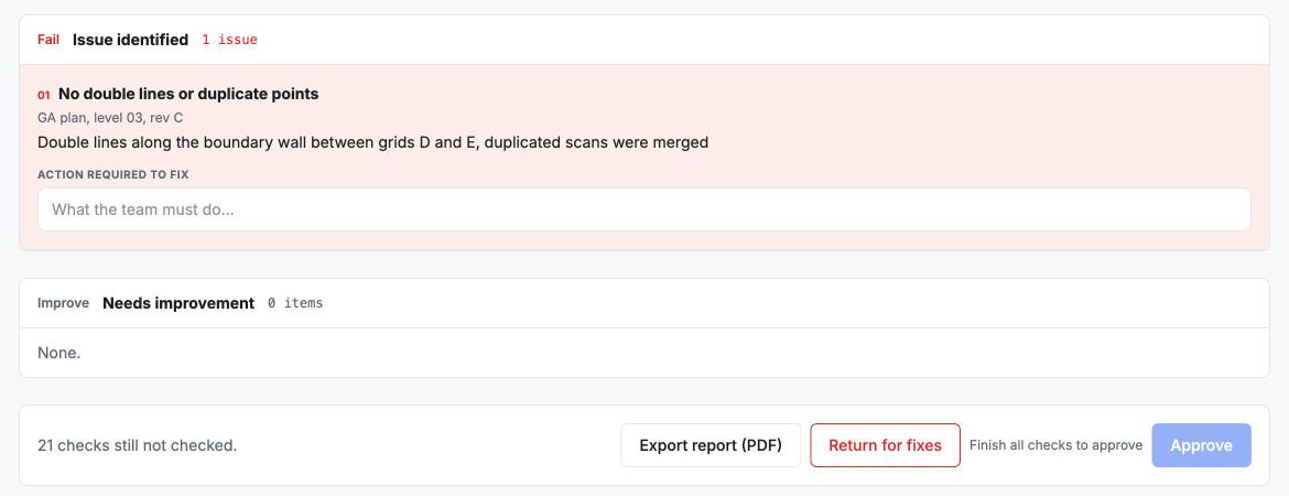 An issue in the report with Approve locked